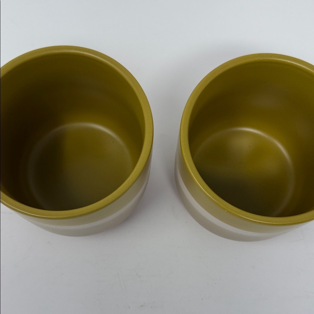 Olive and Beige Ceramic Planters/Bowls   4x4” Brand New  Set of 2-Home Decor - Picture 4 of 11